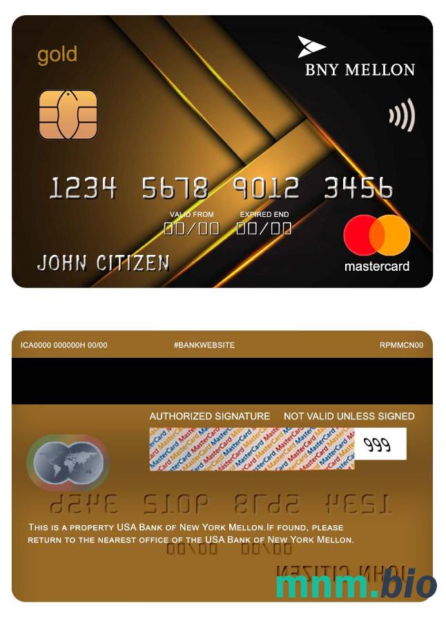 USA Bank of New York Mellon przykład karty mastercard w formacie PSD